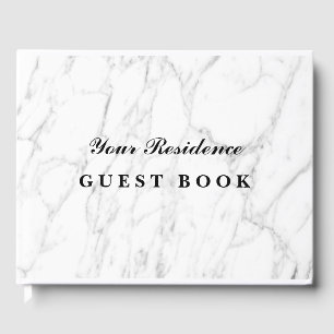Elegant vacation rental property white marble guest book