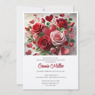 Elegant Valentine Birthday Luncheon Invitation