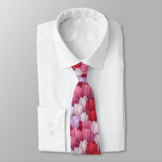 Elegant Valentine Gifts For Dad Tulip Floral Tie (Tied)