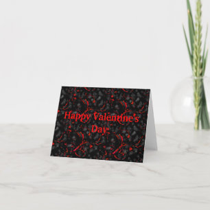 elegant valentine note card in red and black