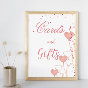Elegant valentine pink heart bridal shower  sign