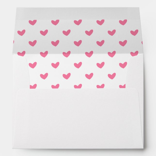 Elegant Valentine pink white tiny heart pattern Envelope (Back (Bottom))