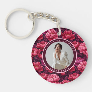 Elegant Valentine'S Day Gifts Photo Peonies Key Ring