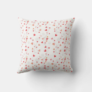 Elegant Valentine's Day Hearts and Swirls Pink&Red Cushion