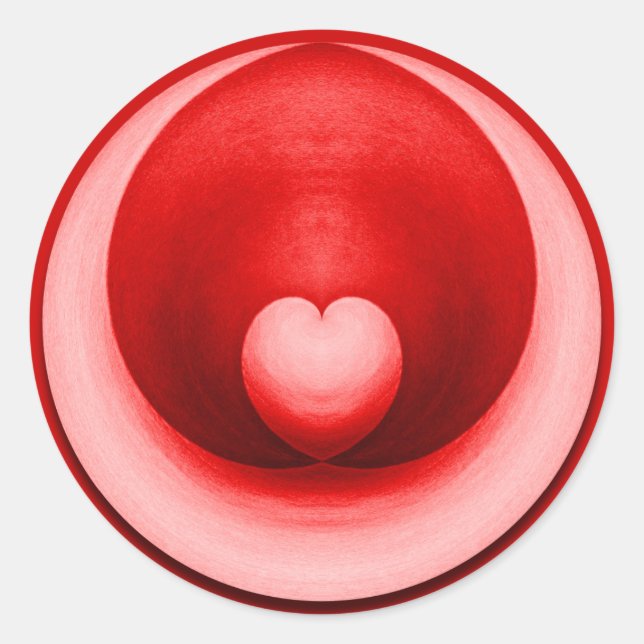 Elegant Valentine's Day Love Heart Classic Round Sticker (Front)