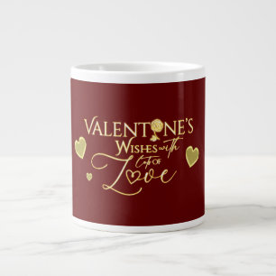 Elegant Valentine's day Red and Gold Calligraphy Large Coffee Mug