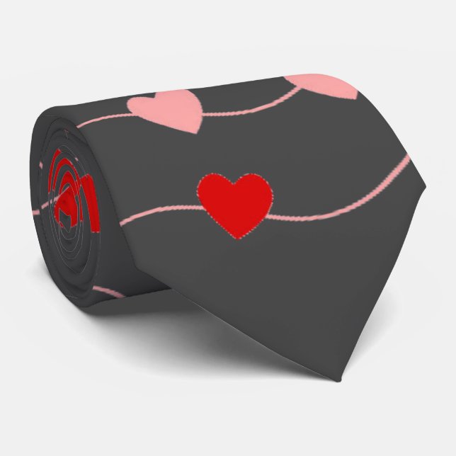 Elegant Valentines Day String of Hearts Mens Tie (Rolled)
