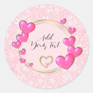 Elegant Valentines, Love, Anniversary Pink Heart Classic Round Sticker