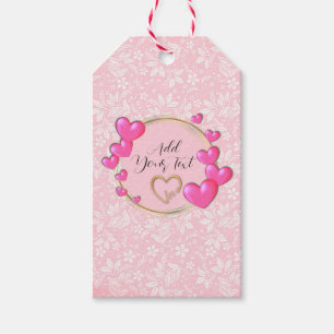 Elegant Valentines, Love, Anniversary Pink Heart Gift Tags