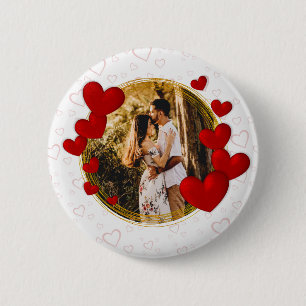 Elegant Valentines, Love, Anniversary Red Heart 6 Cm Round Badge