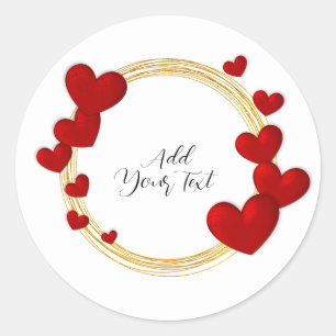 Elegant Valentines, Love, Anniversary Red Heart Classic Round Sticker