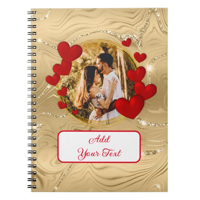 Elegant Valentines, Love, Anniversary Red Heart No Notebook (Front)