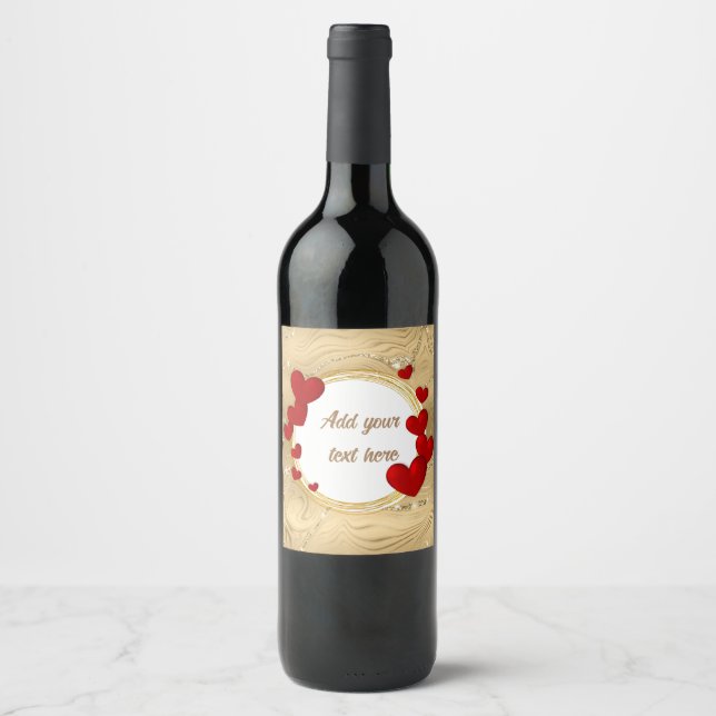 Elegant Valentines, Love, Anniversary Wedding Wine Label (Front)