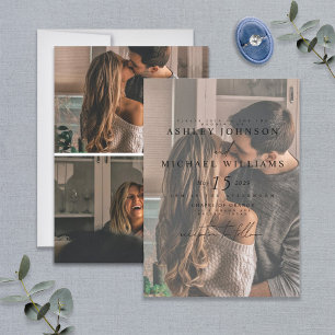 Elegant Vellum Overlay 3 Photo Wedding Invitation