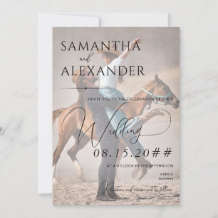Elegant Vellum Overlay Minimalist Photo Wedding Invitation