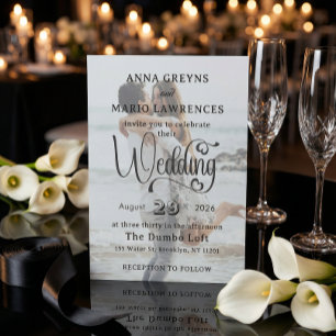 Elegant Vellum Overlay Modern 2 Photo Wedding  Invitation