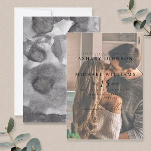 Elegant Vellum Overlay Watercolor Photo Wedding Invitation