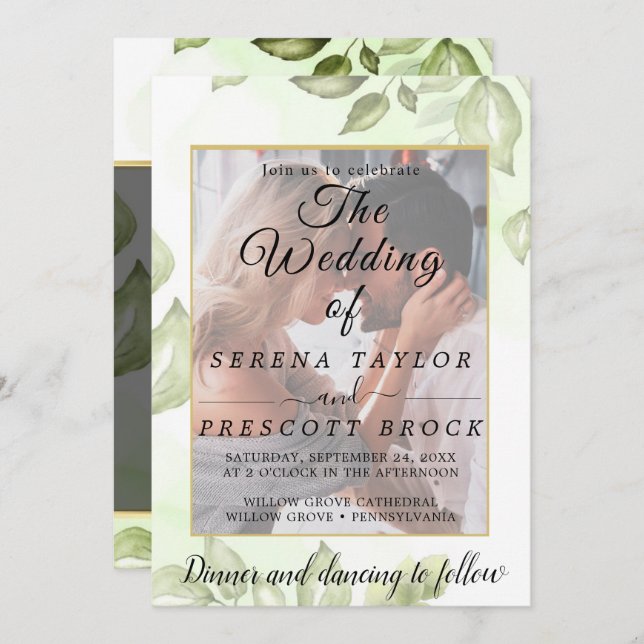 Elegant Vellum Overlay Wedding  Invitation (Front/Back)
