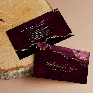 Elegant Velvet Burgundy Red Marble Agate Geode Business Card