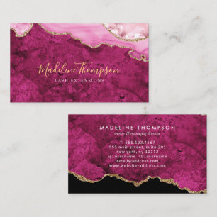 Elegant Velvet Magenta Pink Marble Agate Geode Business Card