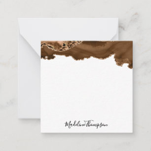 Elegant Velvet Rust Gold Marble Agate Square 2 Card