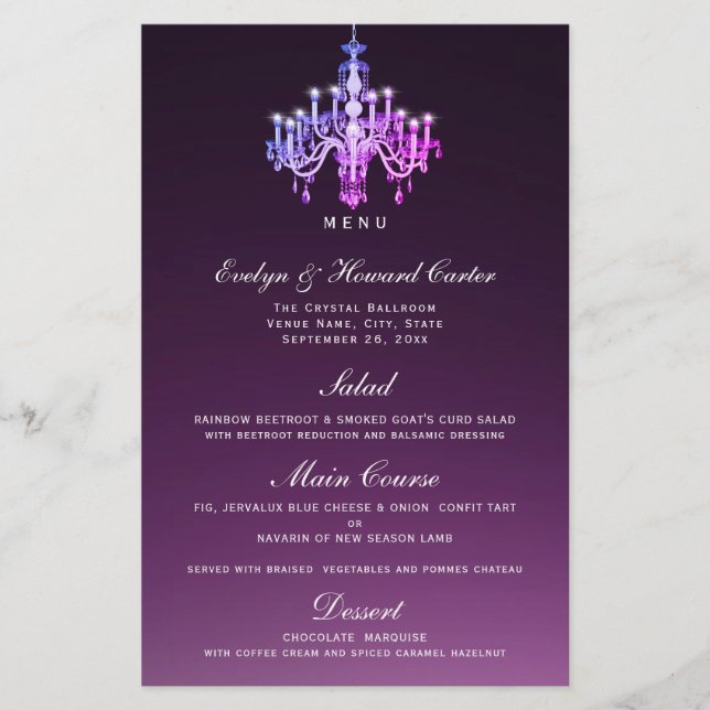 Elegant Venetian Chandelier | Menu Card (Front)