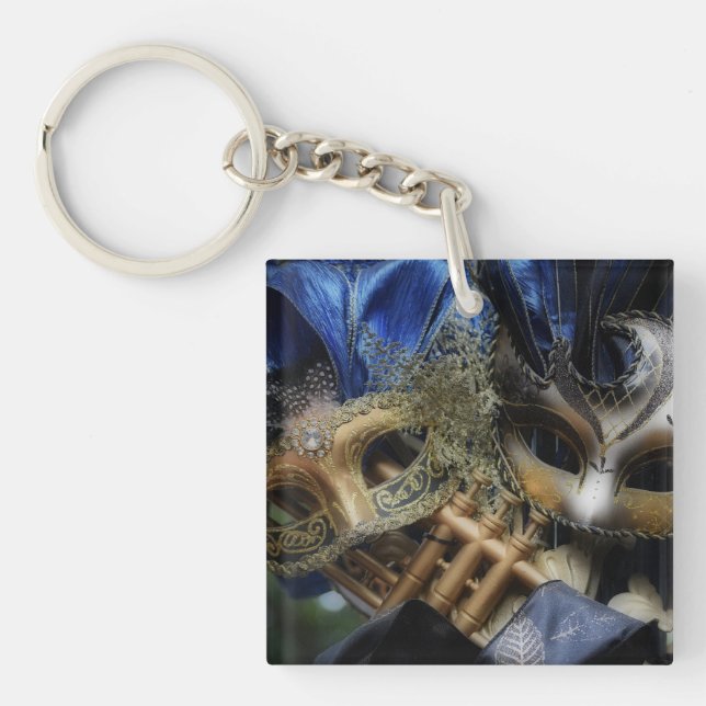 Elegant Venetian Masquerade Mask Acrylic Keychain (Front)