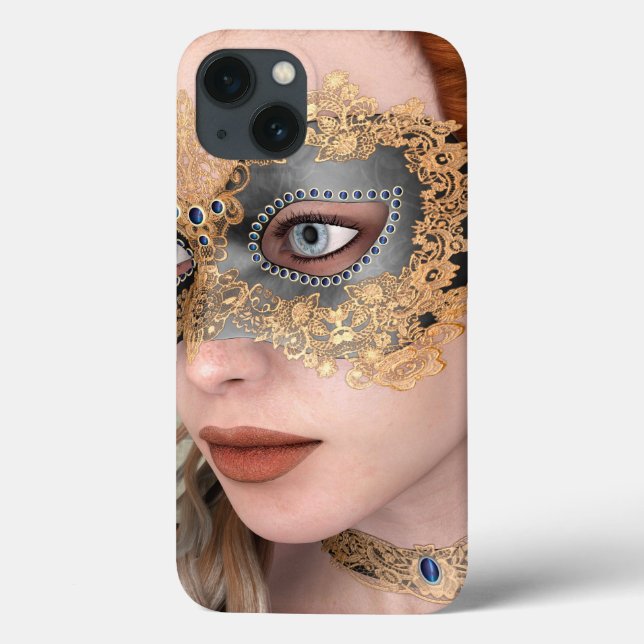 Elegant Venetian Masquerade Portrait Art Case-Mate iPhone Case (Back)
