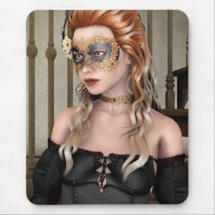 Elegant Venetian Masquerade Portrait Art Mouse Pad