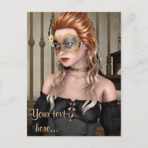 Elegant Venetian Masquerade Portrait Art Postcard