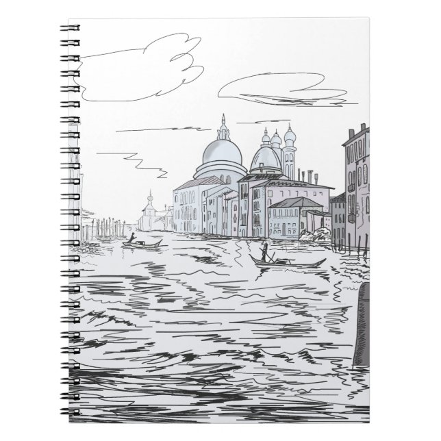 Elegant Venice Black and White Notebook (Front)