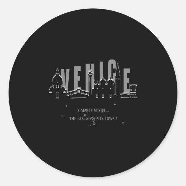 Elegant Venice Skyline Xmas Version  Classic Round Sticker (Front)