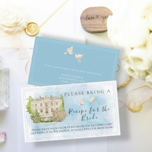 Elegant Venue Doves Bridal Shower Recipe Request Enclosure Card