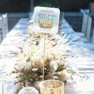 Elegant Venue Fountain Doves flowers Bridal Shower Square Sticker