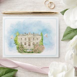 Elegant Venue statue flowers white Doves Wedding  Envelope