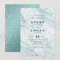 Elegant Verde Green Marble & Glitter Wedding