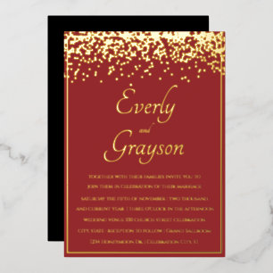 Elegant Veri Red and Gold Confetti Wedding