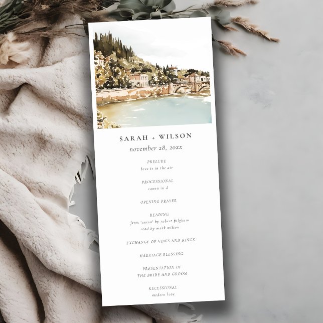 Elegant Verona Adige River Italy Wedding Program Invitation (Creator Uploaded)