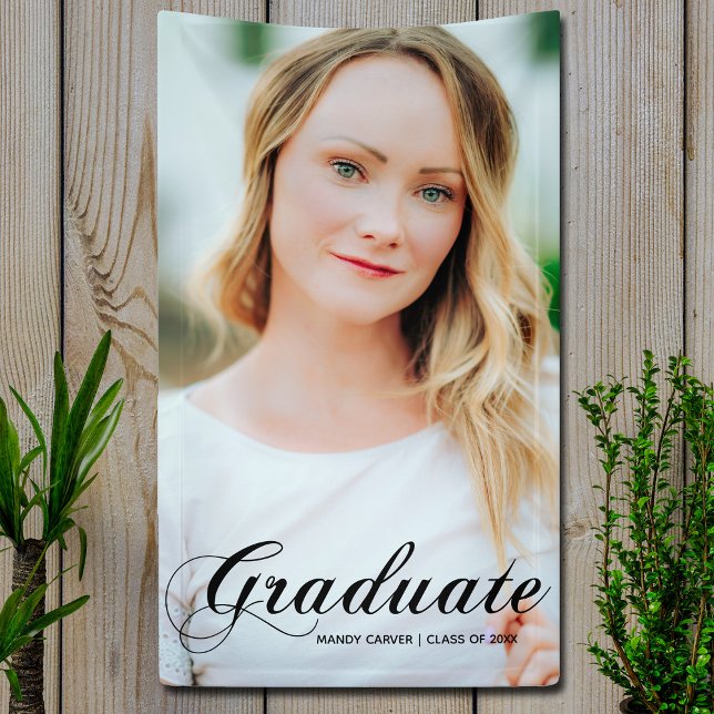 Elegant Vertical Graduate Photo Graduation Party Banner (Creator Uploaded)
