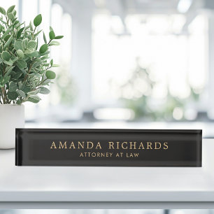 Elegant very dark grey trendy nameplate
