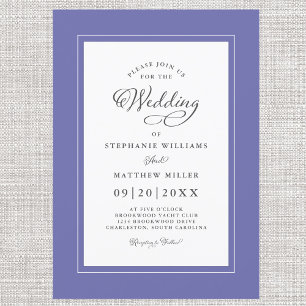 Elegant Very Peri Blue Modern Calligraphy Wedding Invitation