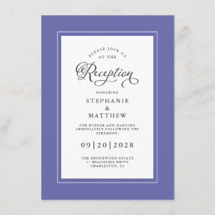 Elegant Very Peri Blue White Wedding Reception Enclosure Card