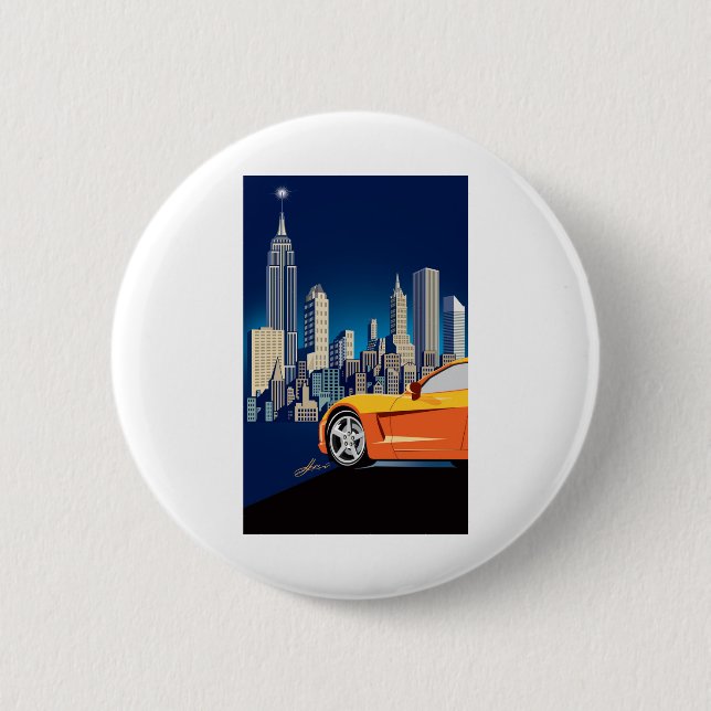ELEGANT VETTE AUTOMOBILE ART 6 CM ROUND BADGE (Front)