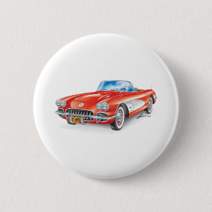 ELEGANT VETTE AUTOMOBILE ART 6 CM ROUND BADGE