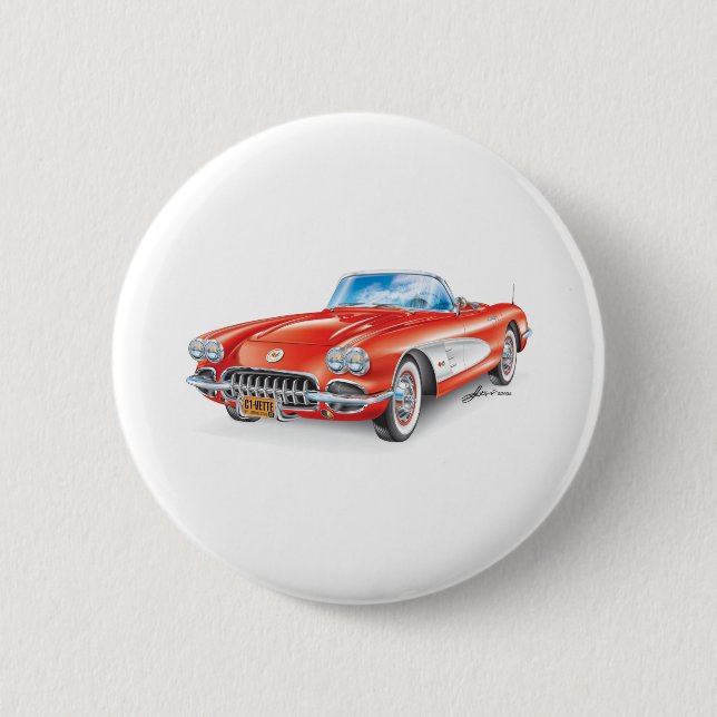 ELEGANT VETTE AUTOMOBILE ART 6 CM ROUND BADGE (Front)