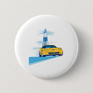ELEGANT VETTE AUTOMOBILE ART 6 CM ROUND BADGE