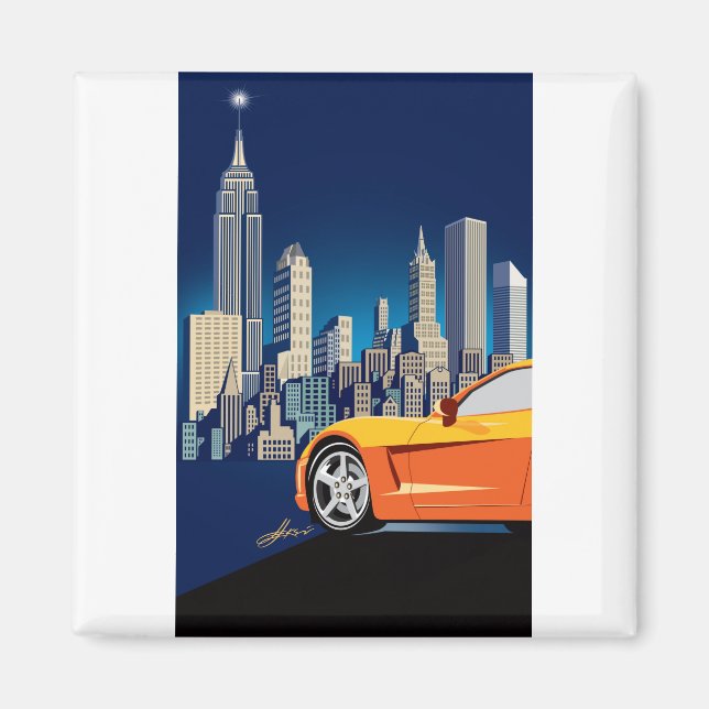 ELEGANT VETTE AUTOMOBILE ART MAGNET (Front)