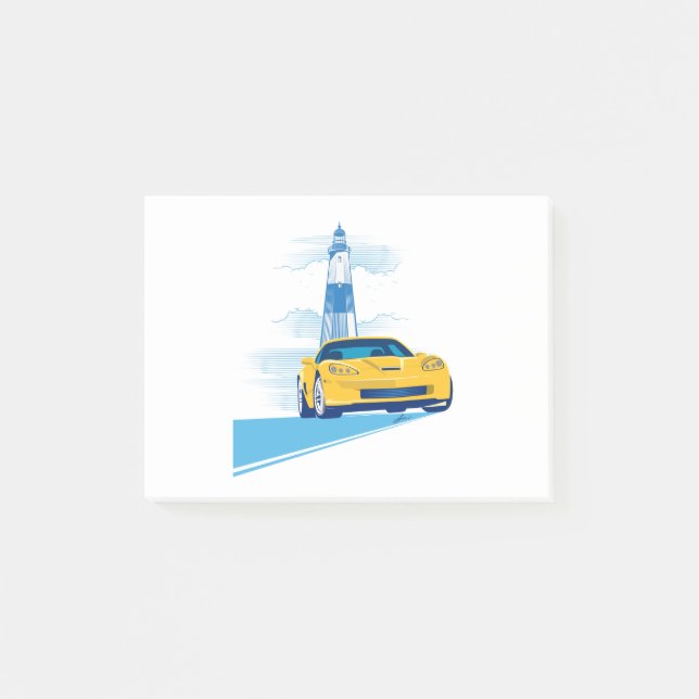 ELEGANT VETTE AUTOMOBILE ART POST-IT NOTES (Front)