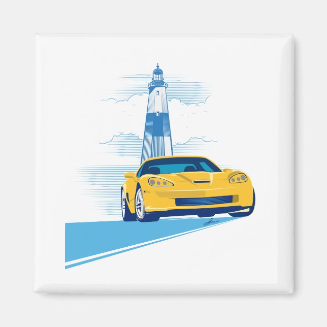 Elegant Vette Cruise Illustration Magnet (Front)