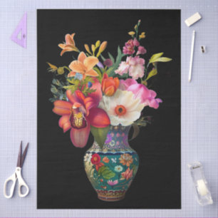 Elegant Vibrant Colourful Floral Decoupage Tissue Paper